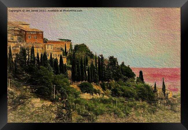 Artistic Tuscan Hillside Framed Print by Jim Jones