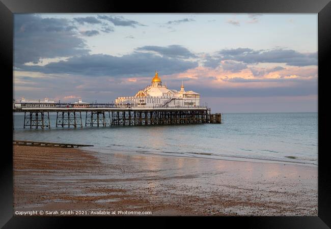 Eastbourne pier Sunset Framed Print by Sarah Smith