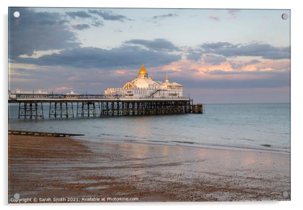 Eastbourne pier Sunset Acrylic by Sarah Smith