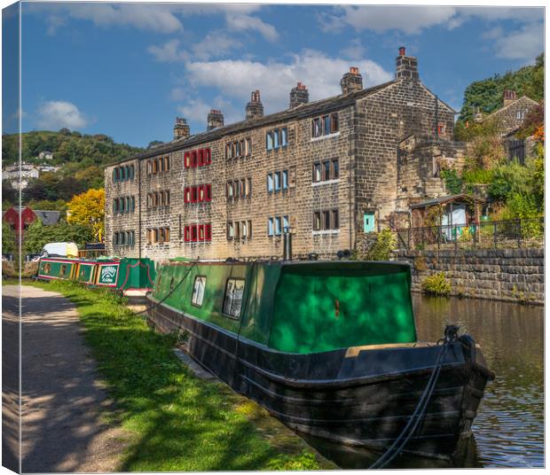 The Rochdale Canal at Hebden Bridge  Canvas Print by Tony Keogh