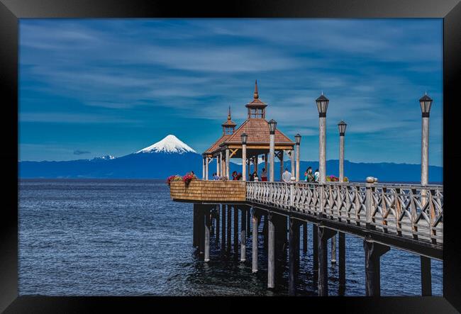 The Pier at Frutillar in Chile Framed Print by Tracey Turner