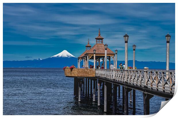 The Pier at Frutillar in Chile Print by Tracey Turner