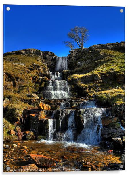 Cray falls in the Yorkshire dales 82  Acrylic by PHILIP CHALK