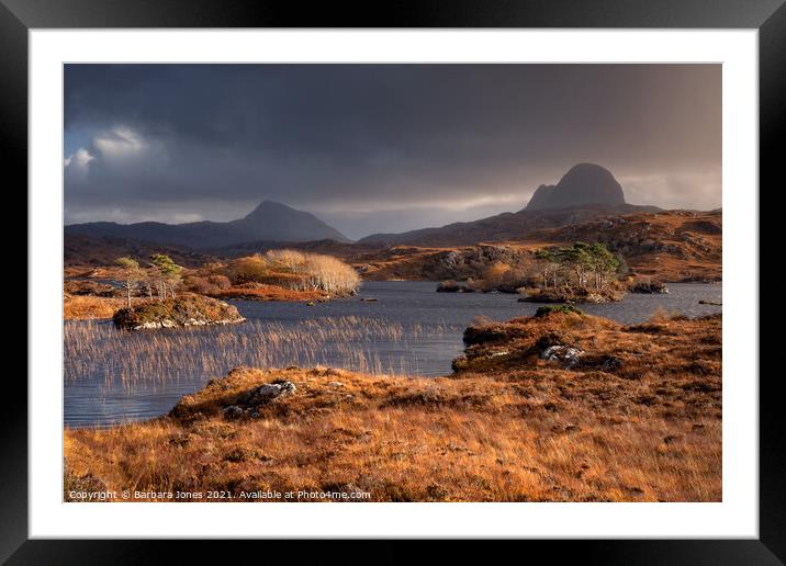 Majestic Suilven and Canisp Framed Mounted Print by Barbara Jones