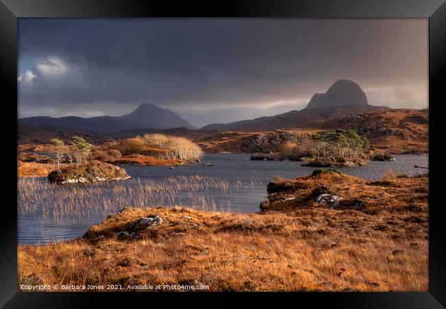 Majestic Suilven and Canisp Framed Print by Barbara Jones