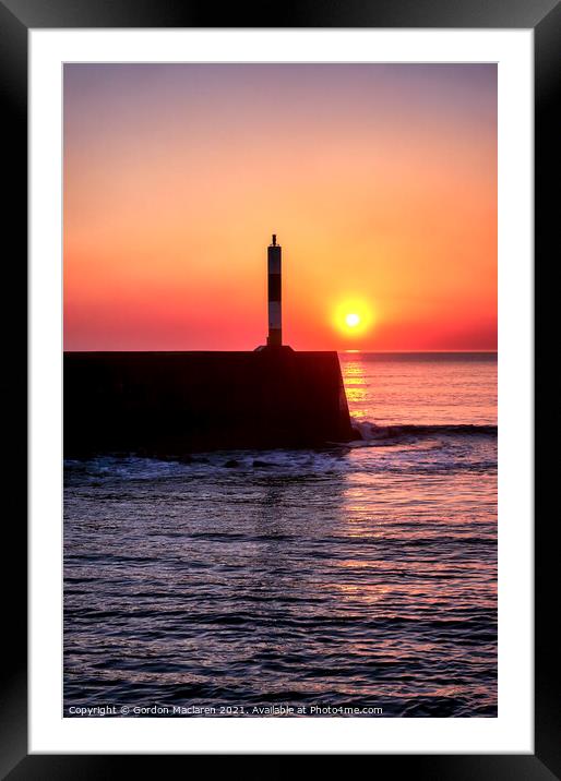 Sunset Aberystwyth Harbour Lighthouse Framed Mounted Print by Gordon Maclaren
