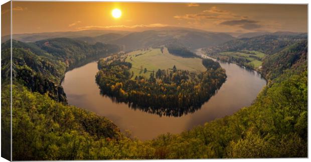 View on Vltava river at sunset. Canvas Print by Sergey Fedoskin