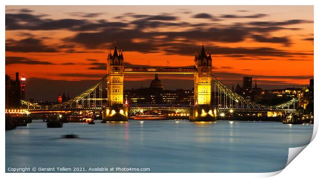 Tower Bridge and London skyline at dusk  Print by Geraint Tellem ARPS