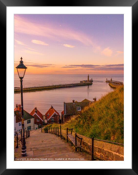 Sunset from 199 Steps in Whitby Framed Mounted Print by Christine Newell