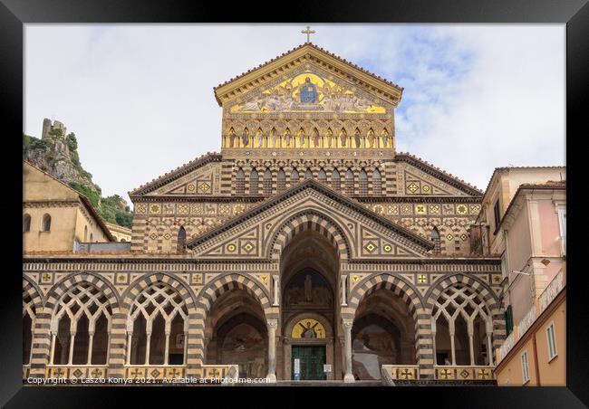 Cathedral of St. Andrew - Amalfi Framed Print by Laszlo Konya