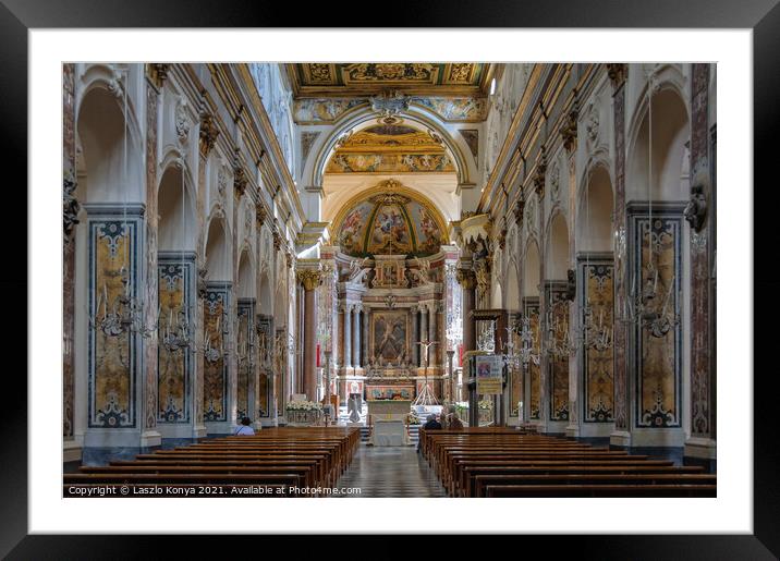 Nave of the Cathedral - Amalfi Framed Mounted Print by Laszlo Konya