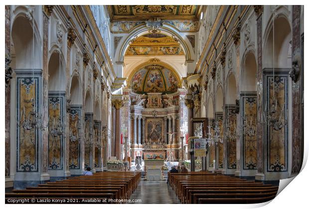 Nave of the Cathedral - Amalfi Print by Laszlo Konya