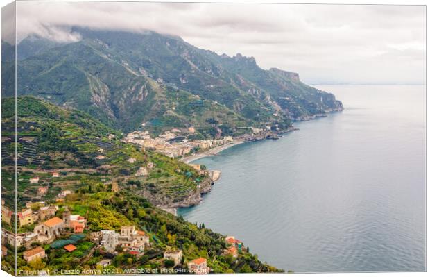 View of the Amalfi Coast - Ravello Canvas Print by Laszlo Konya