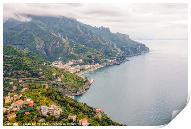 View of the Amalfi Coast - Ravello Print by Laszlo Konya