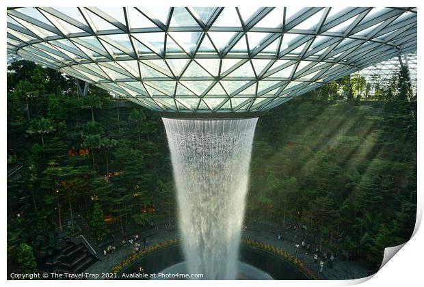 Changi airports inside waterfall Print by The Travel Trap