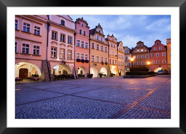Jelenia Gora Old Town Square at Dusk in Poland Framed Mounted Print by Artur Bogacki
