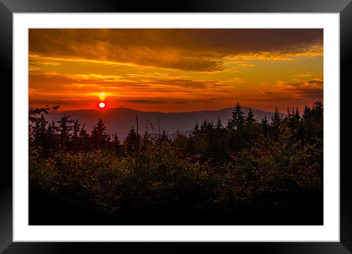 Sunset over forest Framed Mounted Print by Sergey Fedoskin