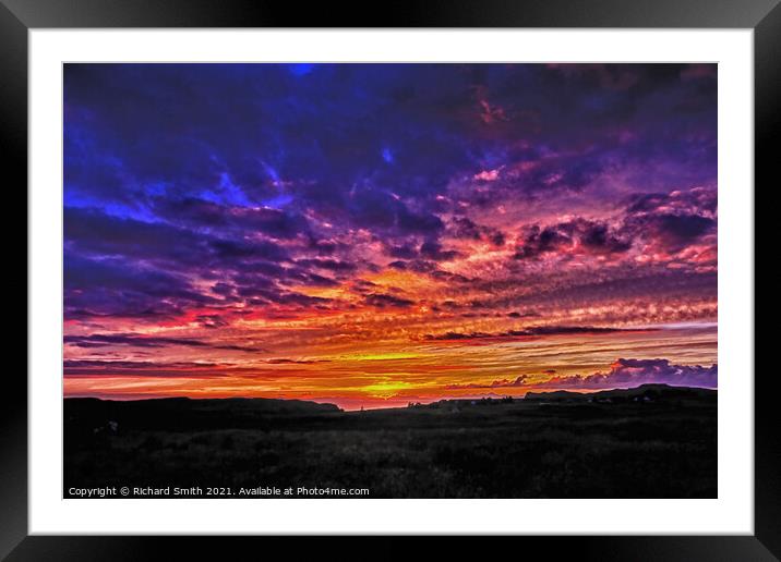 A summer sunset over the outer isles taken from the Isle of Skye Framed Mounted Print by Richard Smith