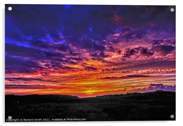 A summer sunset over the outer isles taken from the Isle of Skye Acrylic by Richard Smith