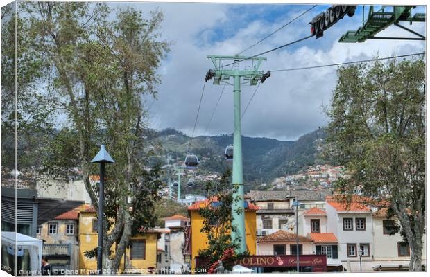 Funchal Cable Car Madeira Portugal Canvas Print by Diana Mower