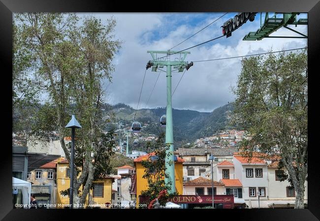 Funchal Cable Car Madeira Portugal Framed Print by Diana Mower