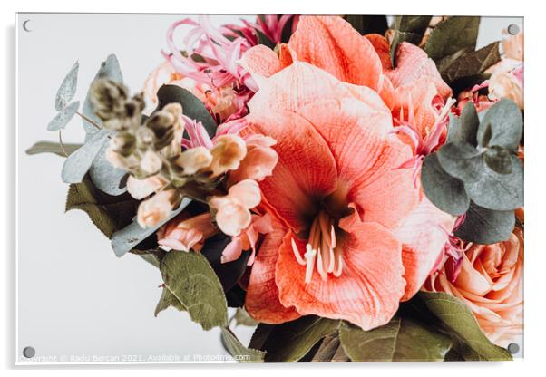 Floral Art Print, Minimalist Abstract Coral Flowers Print Acrylic by Radu Bercan
