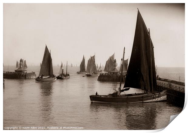 Scottish fishing boat, Edwardian. ,from original v Print by Kevin Allen