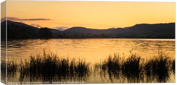 Sunset over Llyn Tegid Bala Lake Snowdonia Canvas Print by Chris Warren