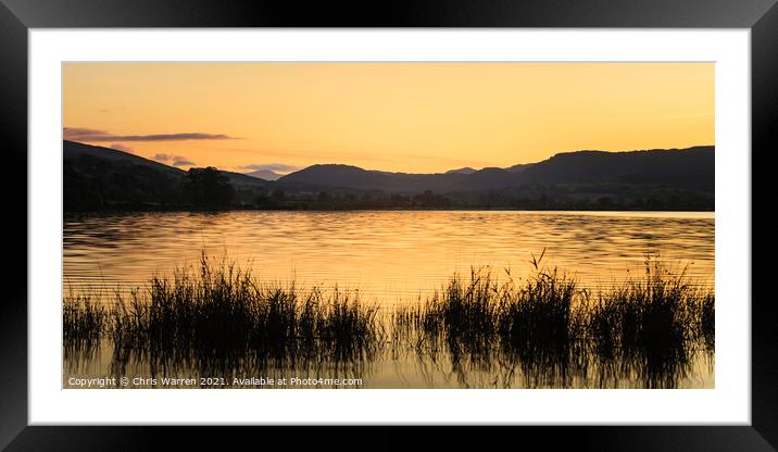 Sunset over Llyn Tegid Bala Lake Snowdonia Framed Mounted Print by Chris Warren
