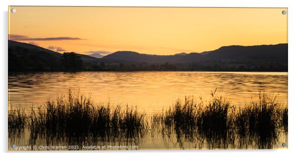 Sunset over Llyn Tegid Bala Lake Snowdonia Acrylic by Chris Warren
