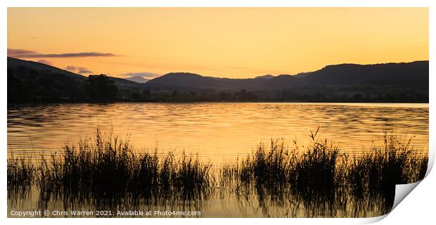 Sunset over Llyn Tegid Bala Lake Snowdonia Print by Chris Warren