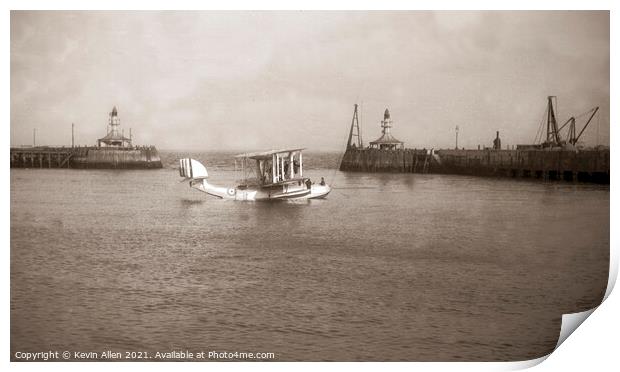 Sepia Seaplane, ,from original vintage negative Print by Kevin Allen