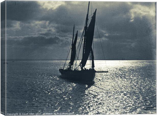 Vintage picture sailing fishing Smack, ,from origi Canvas Print by Kevin Allen