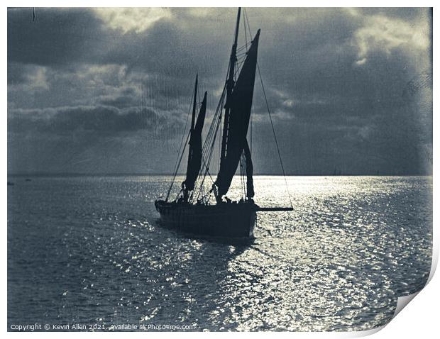 Vintage picture sailing fishing Smack, ,from origi Print by Kevin Allen