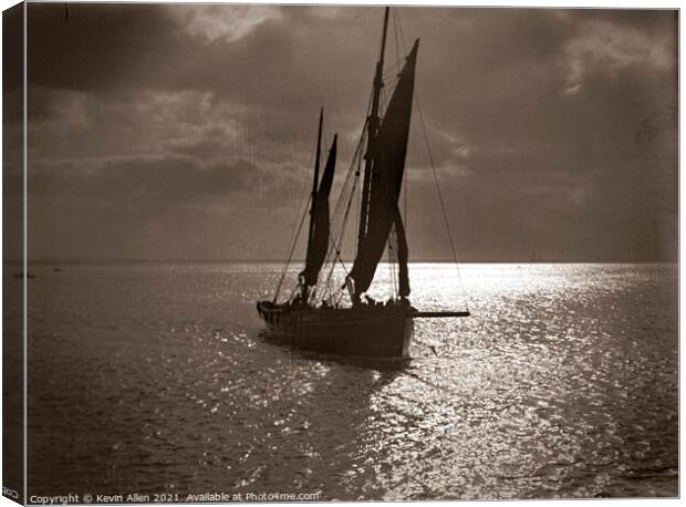 Sailing Smack, ,from original vintage negative Canvas Print by Kevin Allen