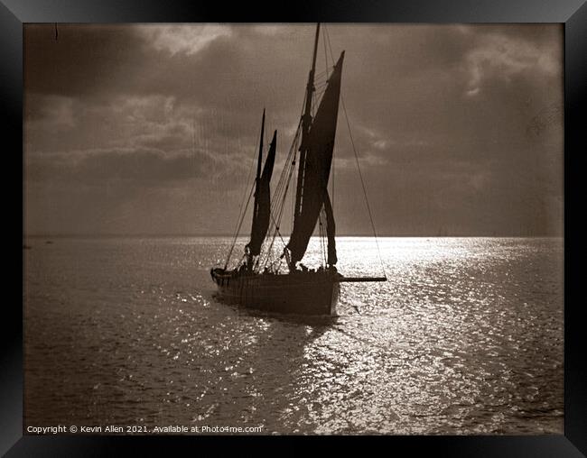 Sailing Smack, ,from original vintage negative Framed Print by Kevin Allen