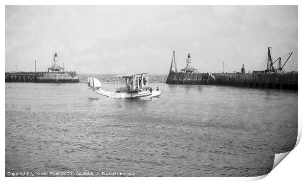 Seaplane between Lowestoft Pier heads, from origin Print by Kevin Allen