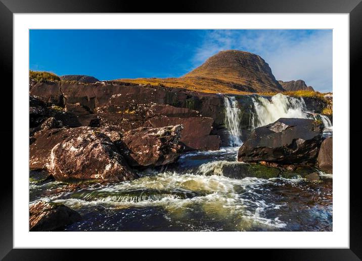 Pass of the Cattle Waterfall, Wester Ross Framed Mounted Print by David Ross