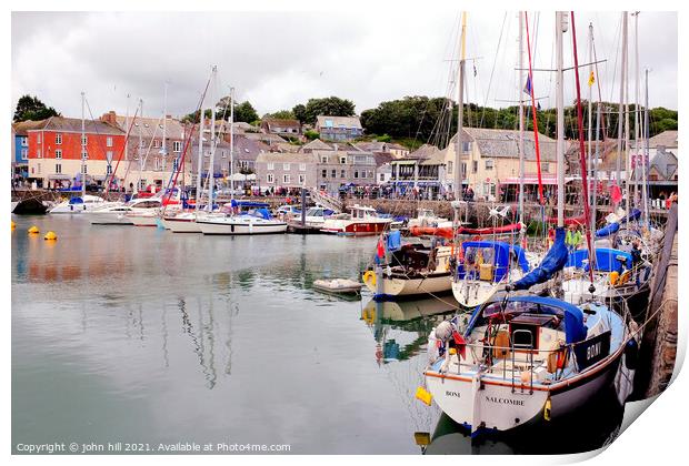 Harbour at Padstow in Cornwall. Print by john hill