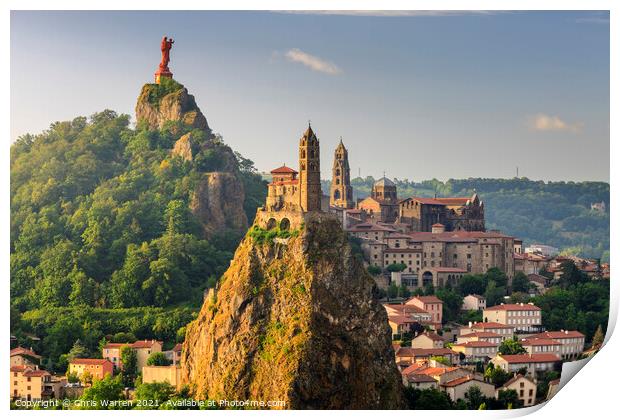 Over view of Le Puy en Velay Print by Chris Warren