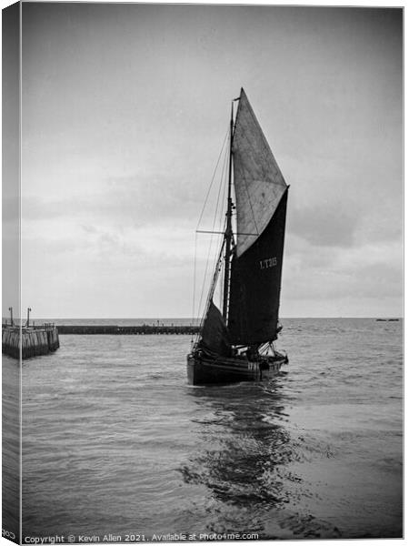Sailing fishing Smack from original vintage negati Canvas Print by Kevin Allen