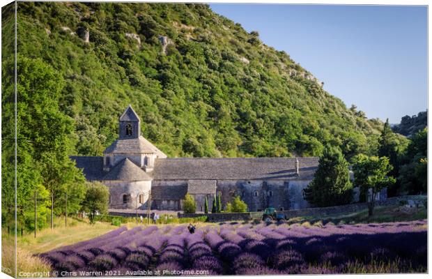 Senanque Abbey with lavender fields Provence Franc Canvas Print by Chris Warren