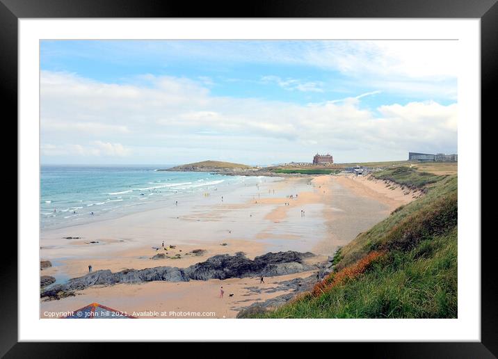 Fistral beach at Newquay in Cornwall. Framed Mounted Print by john hill