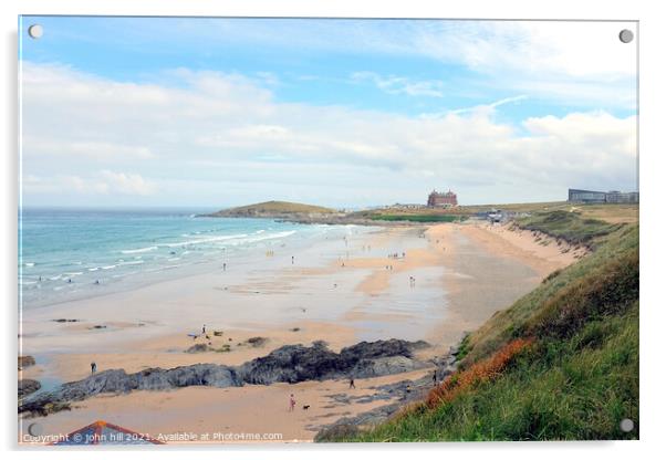 Fistral beach at Newquay in Cornwall. Acrylic by john hill