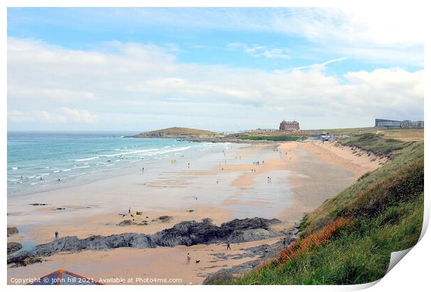 Fistral beach at Newquay in Cornwall. Print by john hill