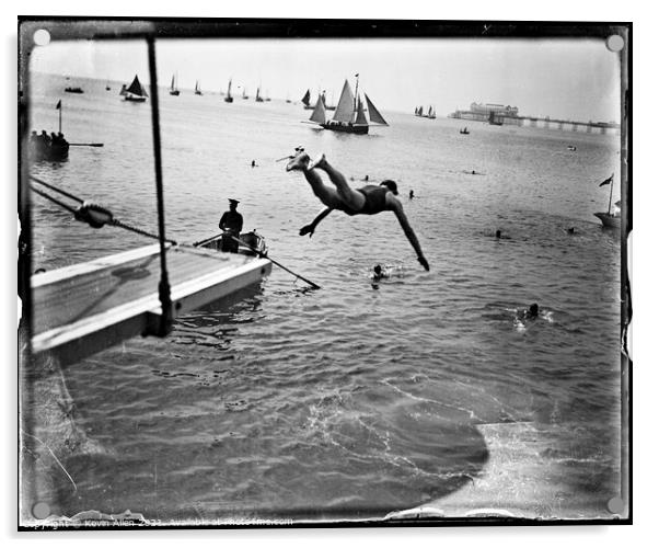 Edwardian diving board, original vintage negative Acrylic by Kevin Allen