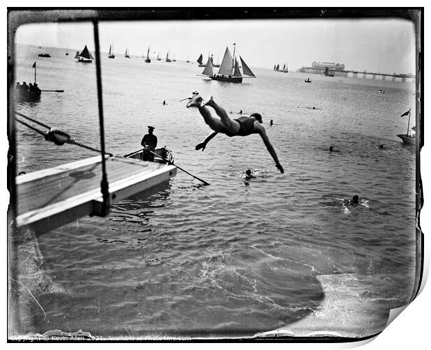 Edwardian diving board, original vintage negative Print by Kevin Allen