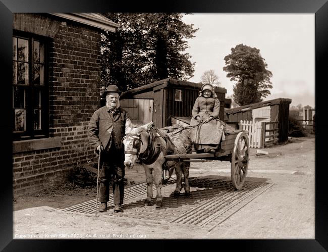  Old couple and Donkey cart, original vintage nega Framed Print by Kevin Allen