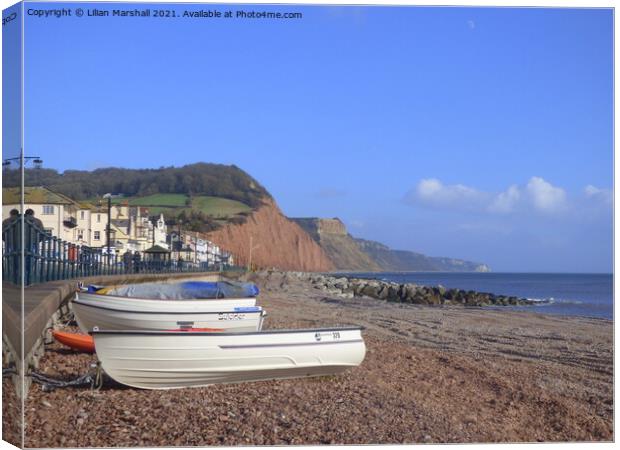 Salcombe Hill in the town of Sidmouth Devon .   Canvas Print by Lilian Marshall