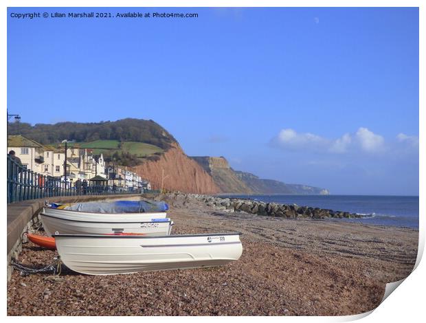 Salcombe Hill in the town of Sidmouth Devon .   Print by Lilian Marshall